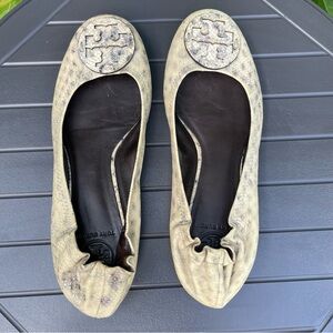 Tory Burch Caroline Snakeskin Print Ballet Flats Size 10M